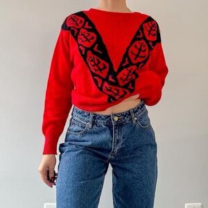 Vintage Karen Kane lambs wool rabbit hair knit funky sweater